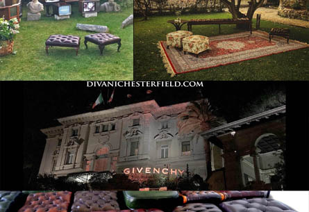 Decine di Pouf e Chesterfield per evento Givenchy, Roma - Maggio 2018